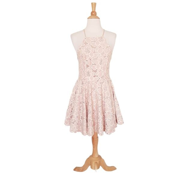 Tularosa Cyrus Lace Dress Pale Blush Fit And Flare Halter Neck Mini Size Small - Picture 6 of 13